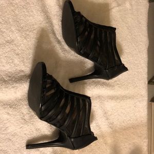 Black mesh heels